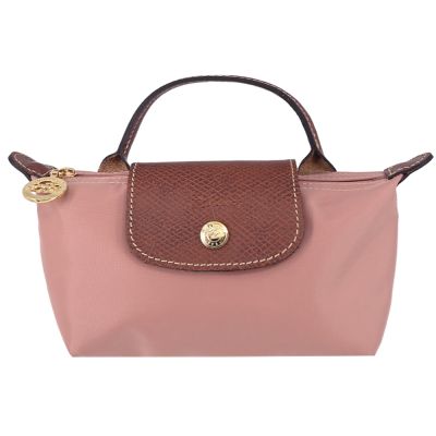 LONGCHAMP LE PLIAGE系列再生尼龍手提化妝包(粉紅茶)