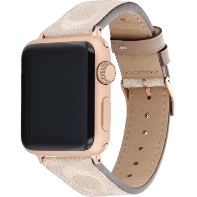 COACH Apple Watch 錶帶 38/40mm 適用 皮錶帶 618質感盛典- 淺色x玫瑰金(不含手錶)