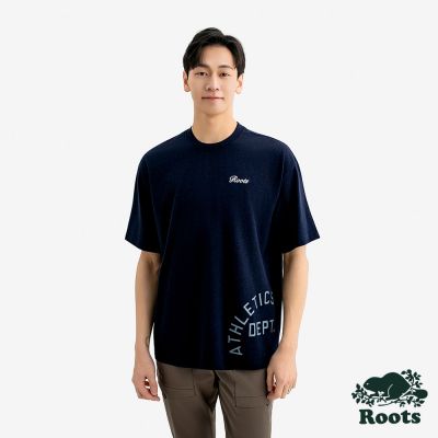 Roots男裝-ROOTS ATHLETIC DEPT 短袖上衣-深藍色