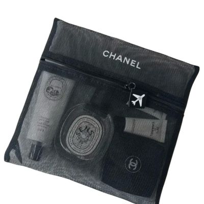 Chanel黑色網紗收納包
