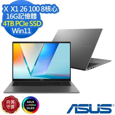 ASUS華碩 ASUS 華碩 S3607QA 16吋效能筆電(X1 26 100/16G/4TB SSD/Vivobook S14/夜幕灰/特仕版)