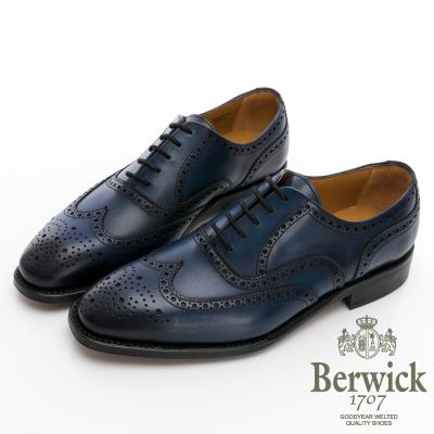 【BERWICK】西班牙進口-固特異工藝翼紋雕花牛津鞋 -藍435017KM70