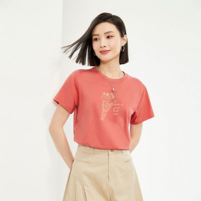GIORDANO 女裝純棉質感花卉印花短袖T恤【多色任選】