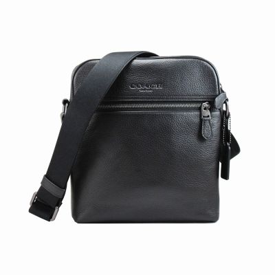 COACH新款壓印皮革LOGO斜背扁包4011(黑)