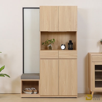 WAKUHOME 瓦酷傢俱 Sunday日系原橡木4尺屏風玄關鞋櫃 120x41.8x193cm