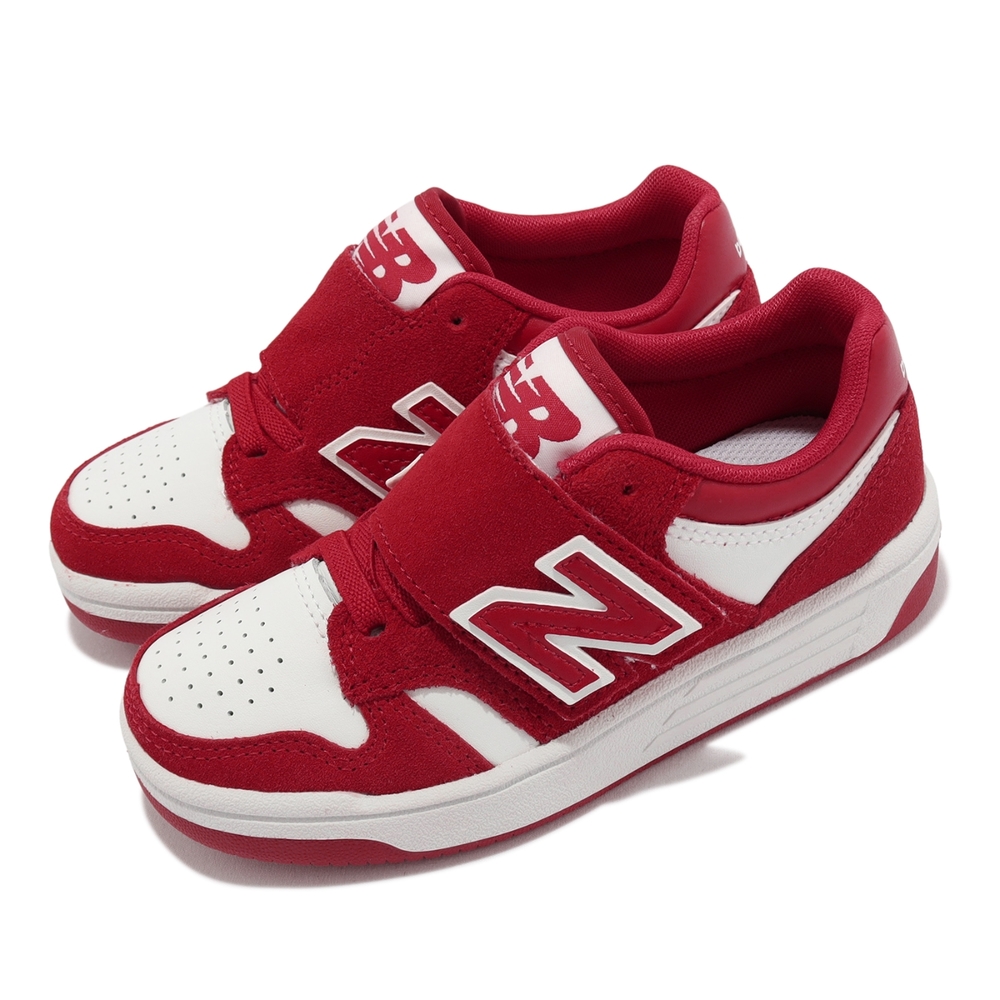 New Balance 童鞋480 寬楦中童紅白麂皮皮革休閒鞋復古魔鬼氈小朋友NB New Balance 童鞋480 寬楦中童紅白麂皮皮革休閒鞋復古魔鬼氈小朋友NB