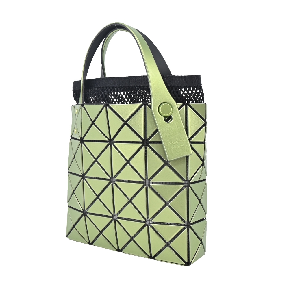 ISSEY MIYAKE 三宅一生BAOBAO 金屬光4X4手提包/附可摺疊提袋-淡綠色