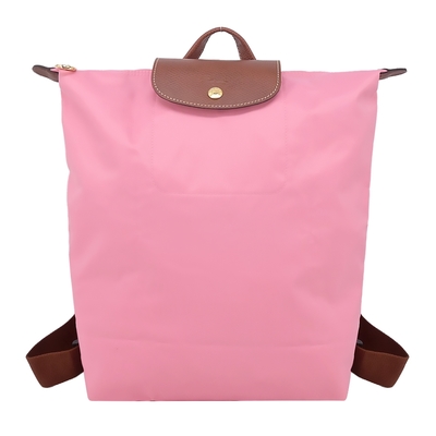 LONGCHAMP LE PLIAGE系列再生尼龍摺疊後背包(中/棉花糖粉)