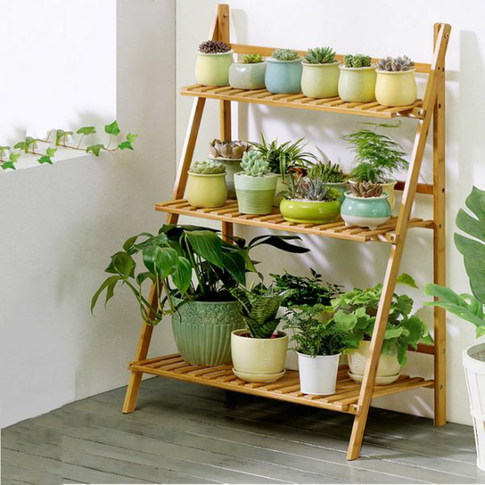 HappyLife】楠竹陽台三層花架實木多層落地花架多肉植物盆栽架