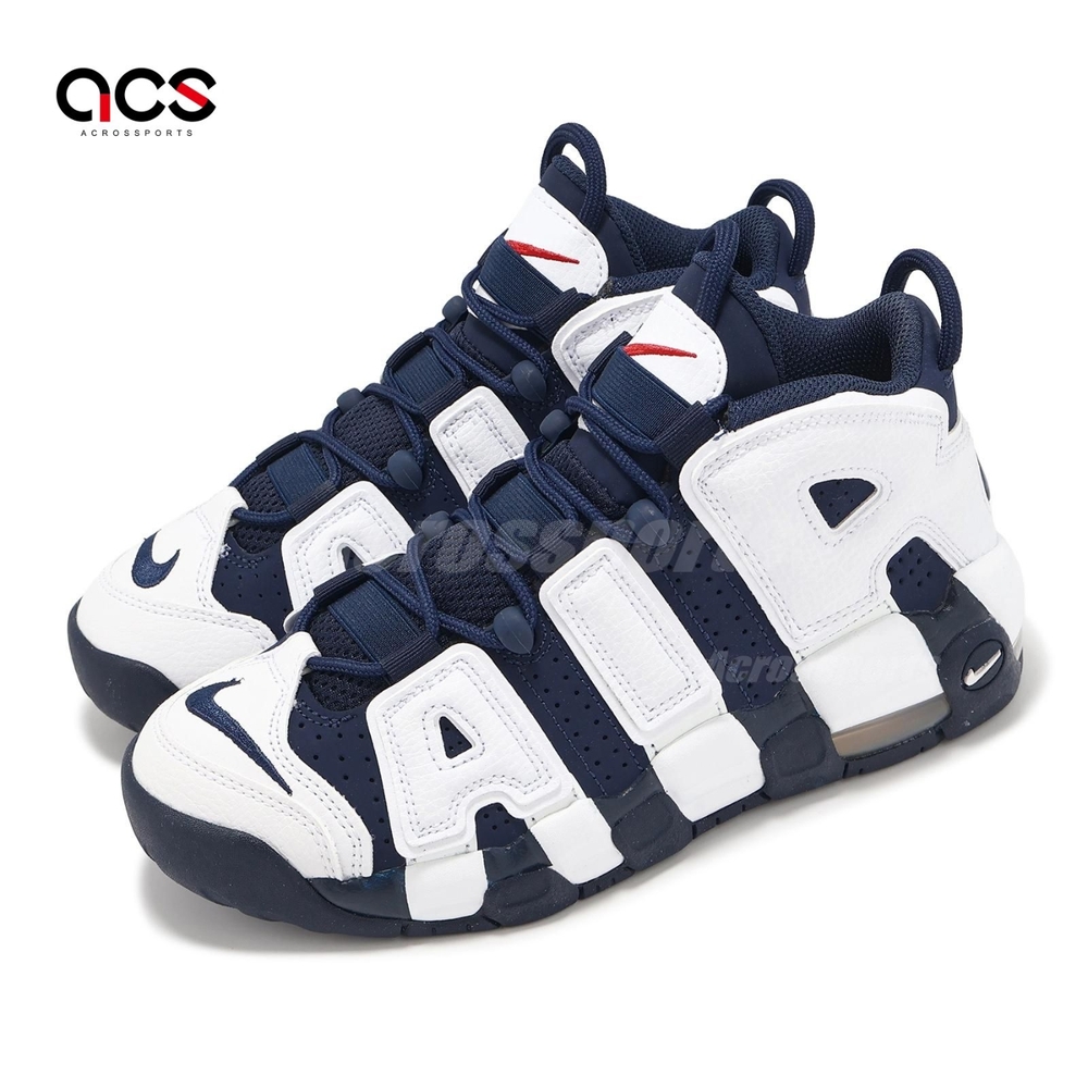 Nike 休閒鞋 Air More Uptempo GS 大童 女鞋 藍 白 奧運 美國隊 氣墊 FV5371-100
