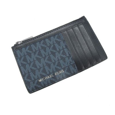 Michael Kors COOPER PVC、皮革卡式拉鍊零錢包(藍)