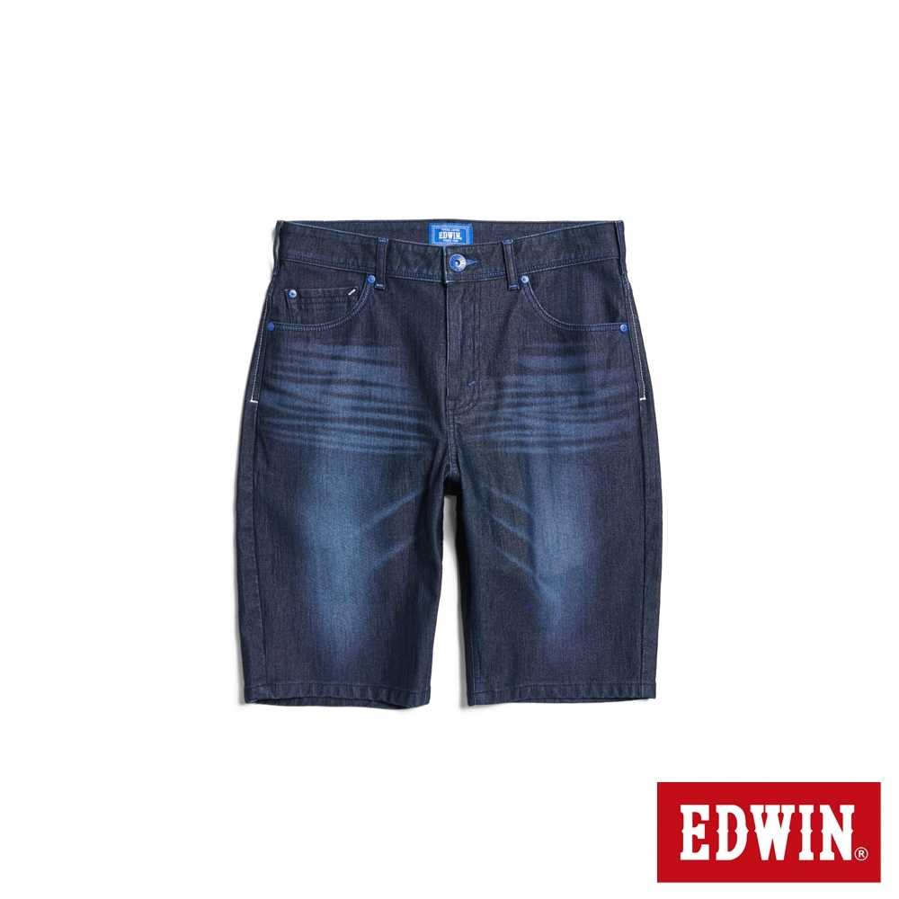 EDWIN 男裝 EDGE JERSEYS 迦績合身牛仔短褲-原藍磨