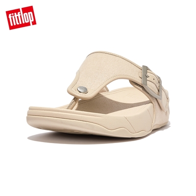 【FitFlop】TRAKK II MENS BUCKLE CANVAS TOE-POST SANDALS扣飾帆布皮革滾邊夾腳涼鞋-男(白石色)