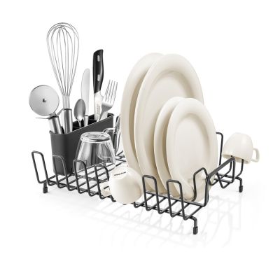 《tescoma》歐洲 Online餐具碗盤瀝水架-墨黑35cm-- 餐具收納架 碗盤收納架 流理臺架