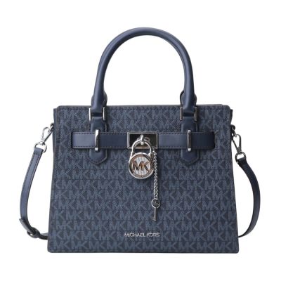 MICHAEL KORS 防刮PVC鎖頭吊飾兩用包(海軍藍)小款