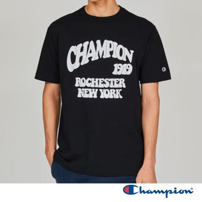 Champion 官方直營 男款 BASIC LOGO印花短袖TEE-黑色(C3-B342-090)
