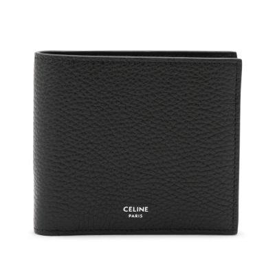 CELINE 賽琳 Bi-fold Triomphe 荔枝牛皮 雙摺 零錢包 卡夾 皮夾 短夾 黑色 10C873GTZ.38SI