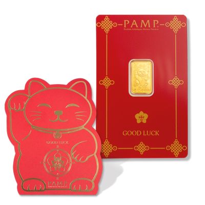 【童樂繪金飾】瑞士PAMP 招財貓2.5g 黃金條塊 2.5公克 國際LBMA認證