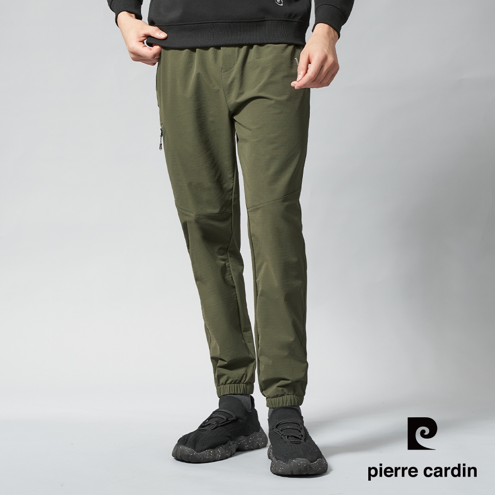 pierre cardin 皮爾卡登 網路獨家 男款 立體剪裁彈性速乾百搭束口長褲(四色任選) (軍綠色)