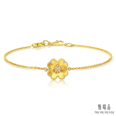 點睛品 幸運星鑽 鑽石黃金手鍊