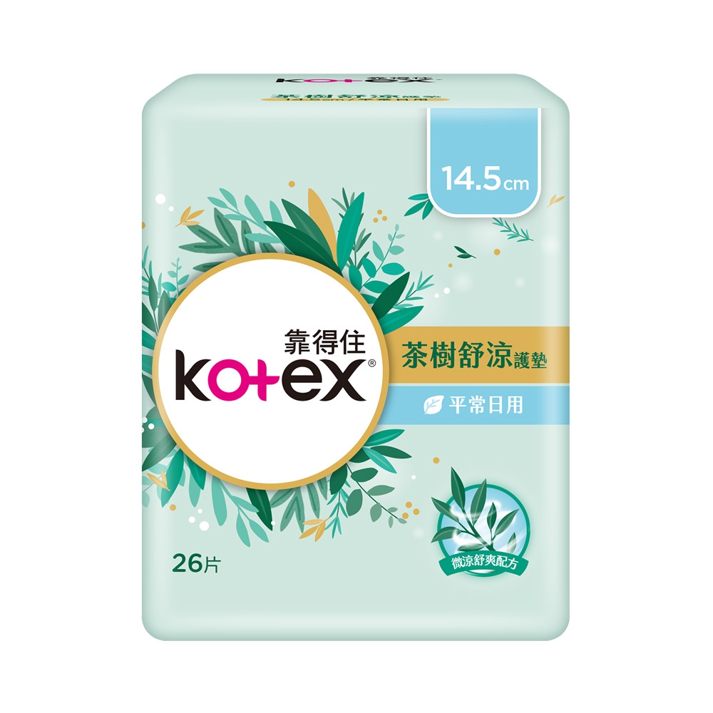 Kotex 靠得住 茶樹舒涼護墊(涼感護墊)x24包/箱  14.5cm / 17.5cm