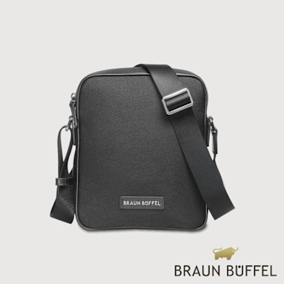 【BRAUN BUFFEL 德國小金牛】台灣總代理 韋斯 直式斜背包-黑色/BF515-17-BK