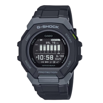 CASIO卡西歐 G-SHOCK G-SQUAD 藍芽 強悍運動型錶款 時尚黑 GBD-300-1 47.4mm
