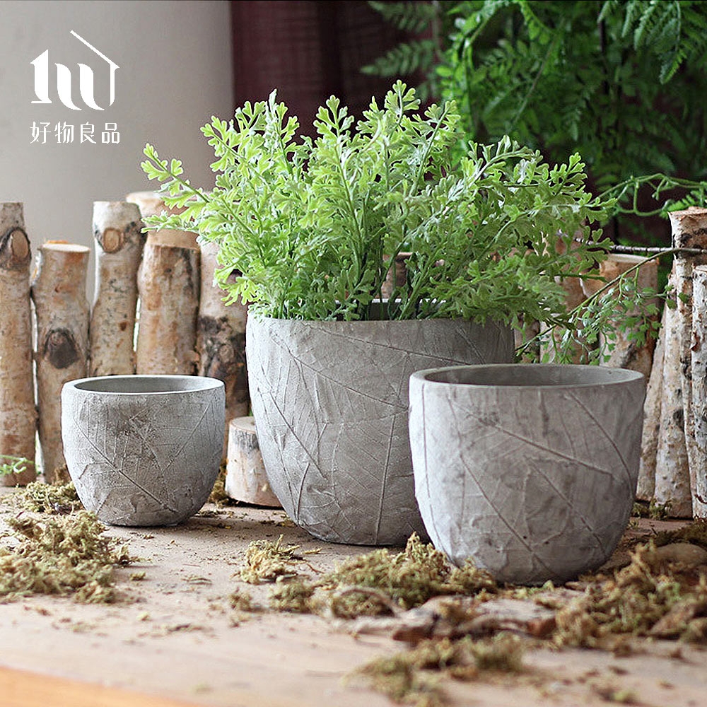 好物良品】手作葉脈水泥盆栽花盆花器(陽台多肉植物盆器花藝裝飾品擺