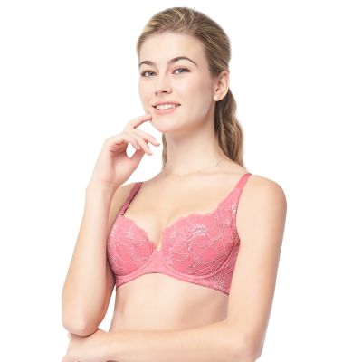 思薇爾 柔光花境系列B-F罩蕾絲包覆女內衣(春蘭粉)