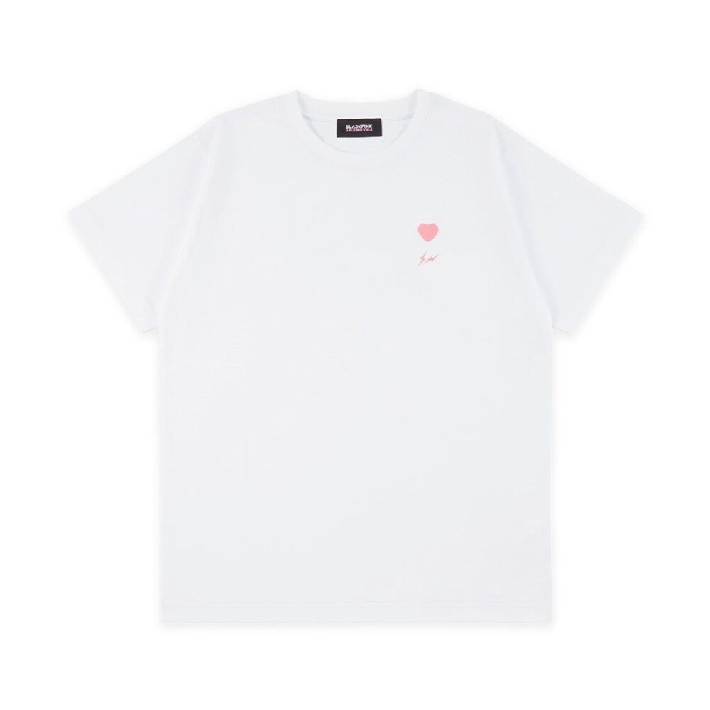 Blackpink x Fragment 藤原浩小愛心閃電Logo 白/ 胸前字樣黑短T ANBP