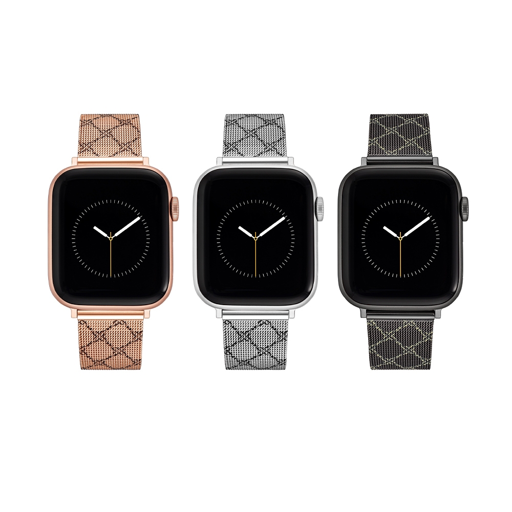 【NINE WEST】Apple watch 經典LOGO不鏽鋼蘋果錶帶 (38/40/41mm)
