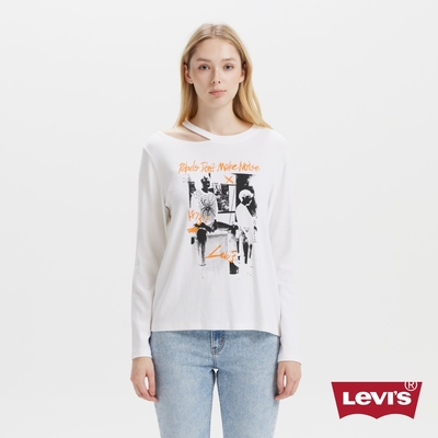 Levi s 女款 長袖T恤 ROCK&ROLL系列 領口抓破 長T 熱賣單品