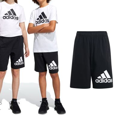 Adidas U BL SHORT 大童 黑色 大Logo 舒適 中腰 運動 休閒 短褲 HY4718