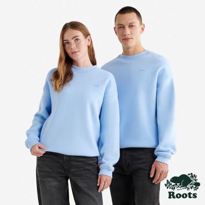 Roots中性-CLOUD ONE FIT 圓領上衣-粉藍色