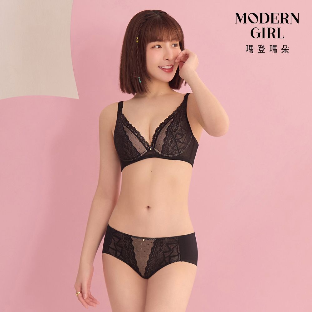 瑪登瑪朵 啵提 集中穩定低腰平口內褲 M-XL(黑)