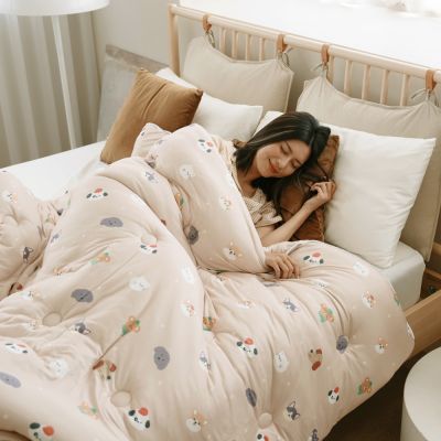 BUHO布歐 韓系全鋪棉雙人加大床包+雙人絲滑綿綿奶泡被四件組(多款任選)