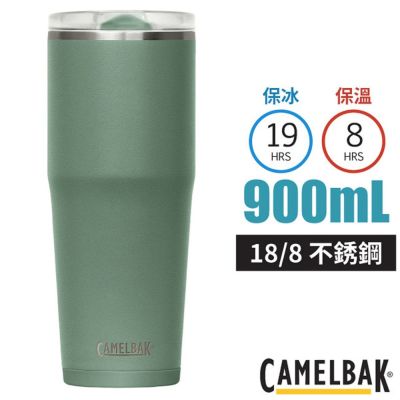 【CAMELBAK】Thrive Tumble 18/8 防漏不鏽鋼雙層真空保溫杯900ml(保冰)/ CB2846301085 灰綠