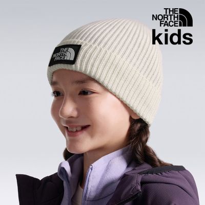 【The North Face 官方旗艦】北面兒童米白色舒適保暖毛帽｜8CGUQLI
