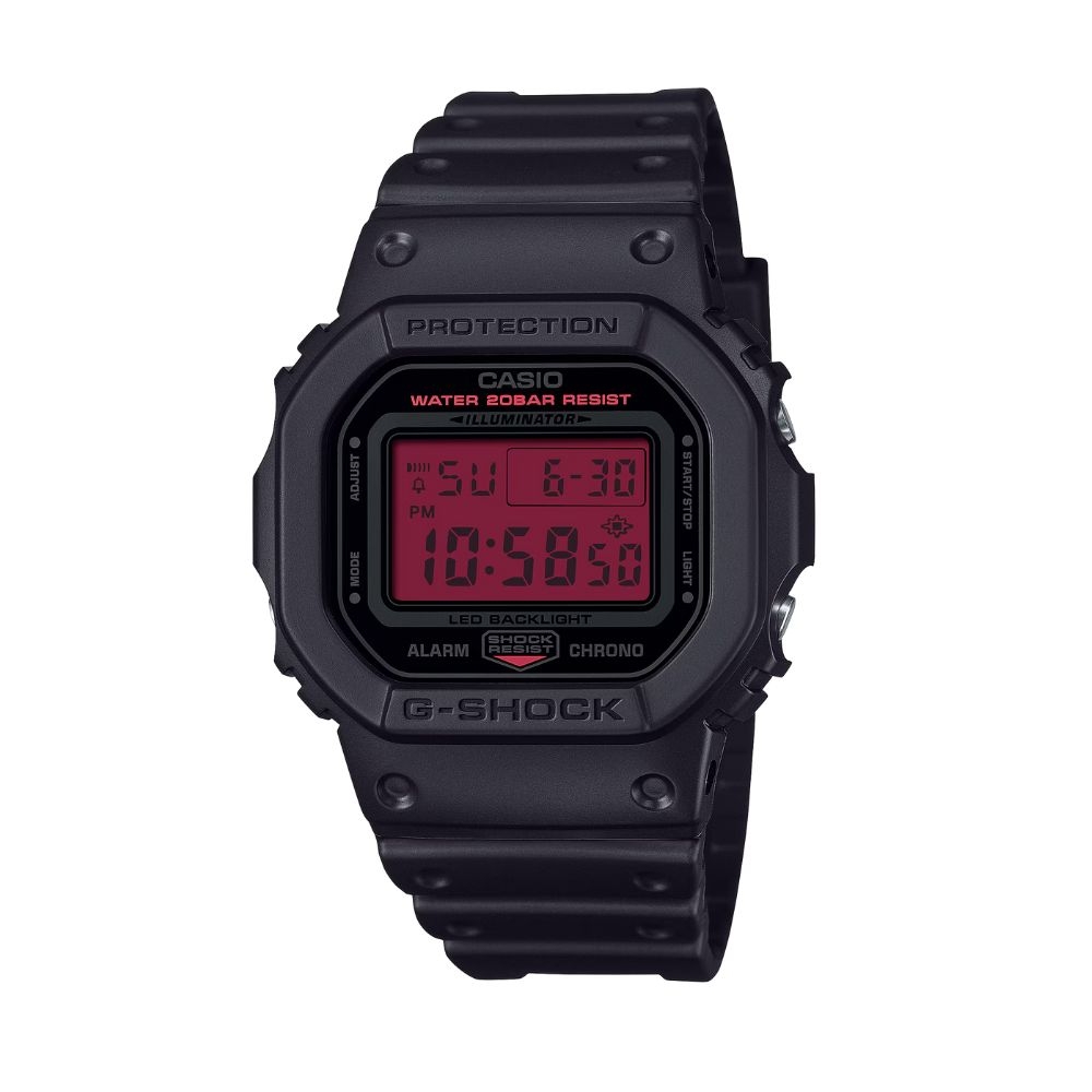 CASIO 卡西歐 G-SHOCK 黑紅系列 熾熱激情 電子錶款_DW-5600BBR-1_42.8mm