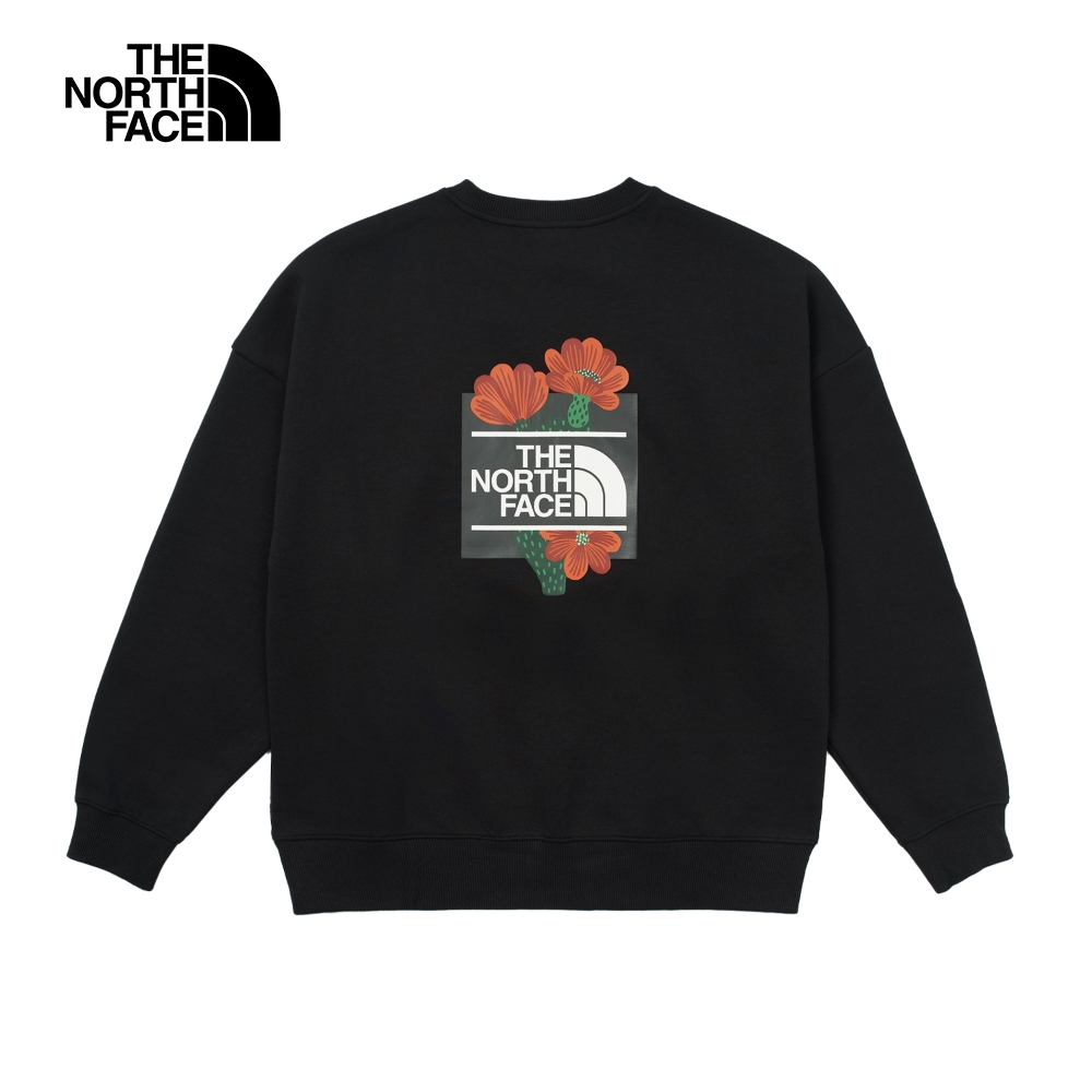 The North Face 官方旗艦】北面女款黑色舒適透氣大尺寸品牌印花長袖