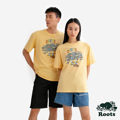 Roots中性-GF  COOPER WORLD 短袖上衣-奶油黃