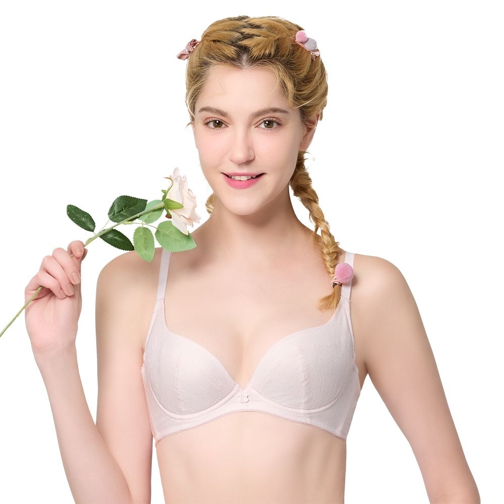 思薇爾 粉幸運系列A-D罩軟鋼圈素面舒適包覆少女內衣(礦晶粉)
