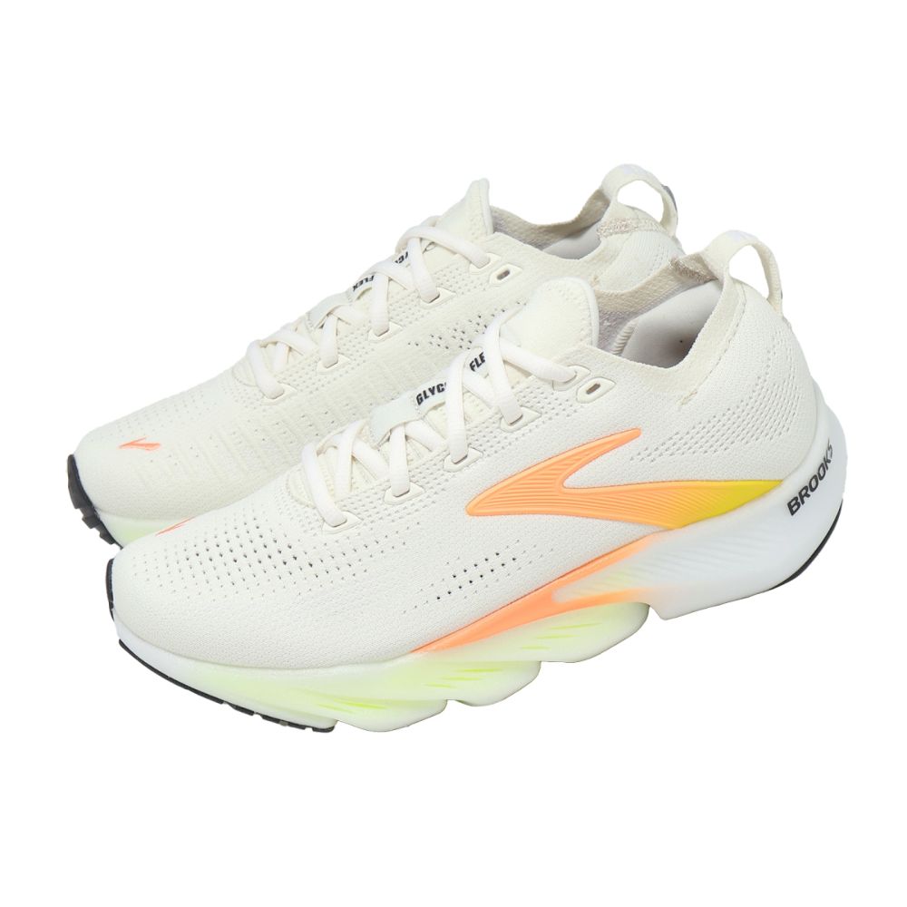 Brooks 慢跑鞋 Glycerin Flex 女鞋 白 橘 甘油靈活系列 氮氣中底 1204671B109