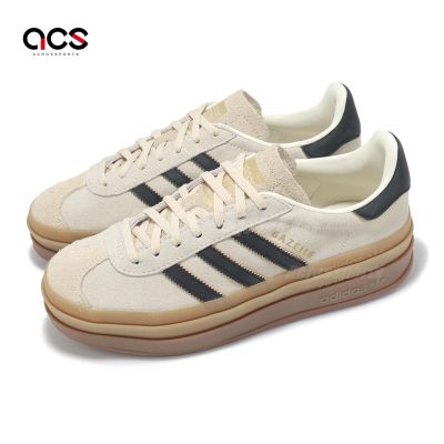 adidas 休閒鞋 Gazelle Bold W 女鞋 米 黑 復古 麂皮 厚底 增高 愛迪達 JS3892