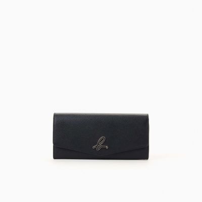 agnes b.Voyage 皮革 長夾 黑色