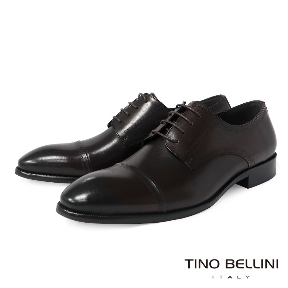 TINO BELLINI 貝里尼男款 正裝紳士橫飾德比鞋 HM2T0022-6(咖啡色)