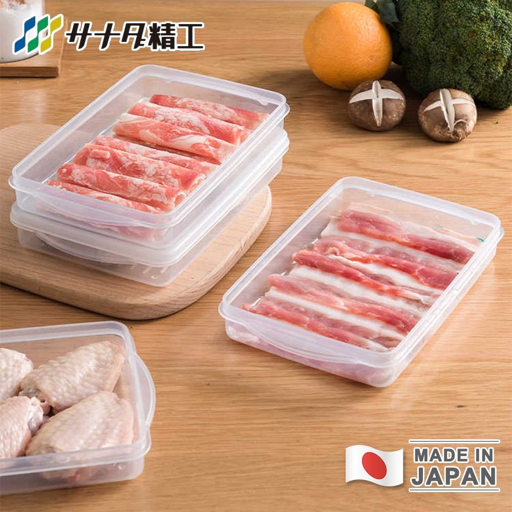 【日本SANADA】日本製扁型肉片專用冷凍保鮮盒500ml-5件組（PP5/薄切分層/密封）