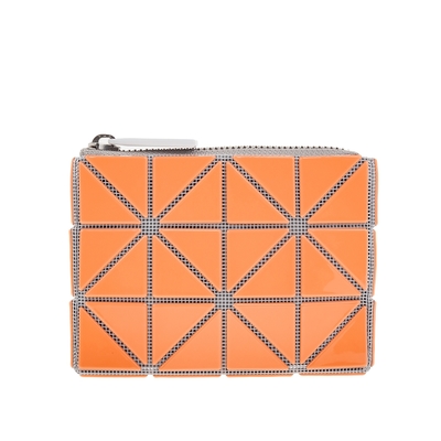 ISSEY MIYAKE  BAOBAO 新色亮面三角格拉鍊收納零錢包 (橘色)