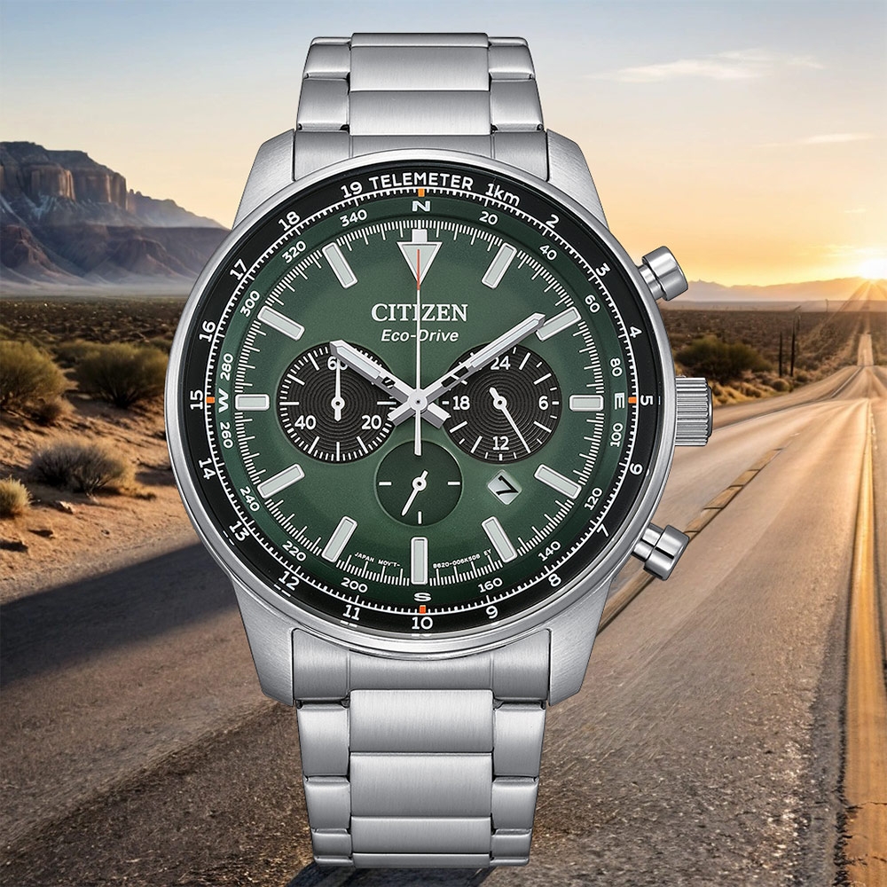 CITIZEN 星辰 賽車風格光動能三眼計時手錶 開學換新季 送禮推薦 CA4500-91X