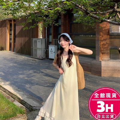 梨卡】隔日到貨 女裝 上衣女 針織裙 鏤空吊帶洋裝 寬鬆辣妹風 氣質顯瘦洋裝 兩件套長裙 海邊JR017